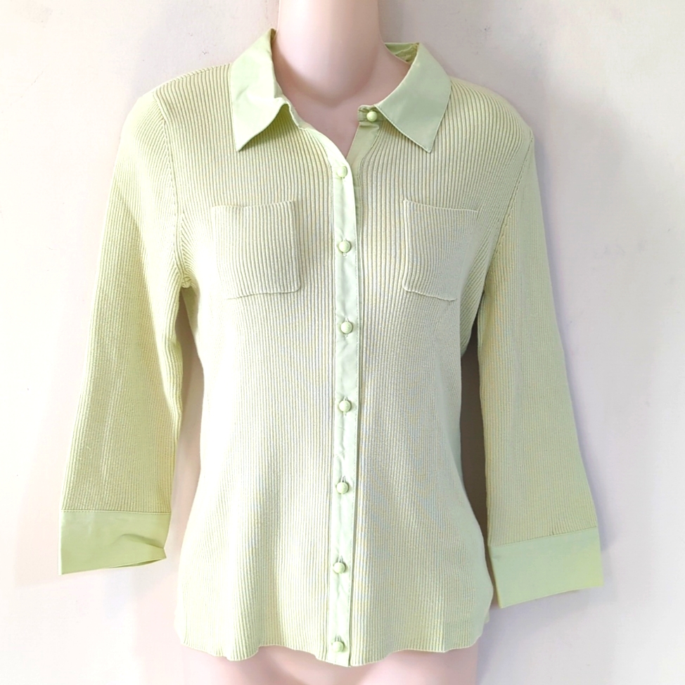 Talbots Ribbed Button Down Top